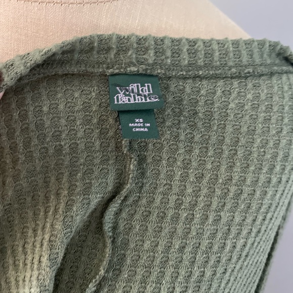 Wild Fable Waffle Knit Button Front Tie Up Shirt - Picture 2 of 6